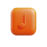 3D orange icon features musical note symbol, representing music or audio applications. glossy, rounded design gives modern and vibrant feel, ideal for digital interfaces png