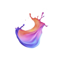 Vibrant splash of colorful liquid creates abstract shape, blending shades of purple, orange, and blue against transparency background. dynamic motion conveys energy and creativity png