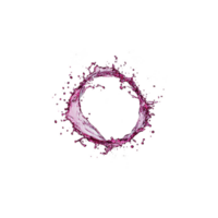 Vibrant pink liquid splash forms circular shape against transparency background, creating dynamic and energetic visual. splash appears suspended motion, highlighting fluidity and vivid color png