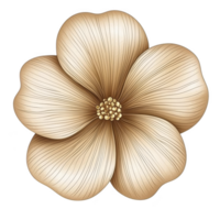 Detailed illustration of golden flower with intricate petal lines and textured center, showcasing elegance and beauty. design is symmetrical and visually appealing png