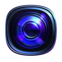 Futuristic, abstract blue and purple circular design with glossy, metallic finish, resembling digital or technological interface element. vibrant colors and sleek style evoke sense of innovation png