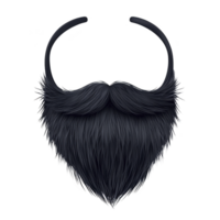 Realistic black beard and mustache illustration with detailed texture and style, isolated on transparent background. Perfect for design projects or virtual try ons png