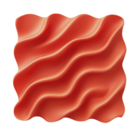 Vibrant red wavy abstract shape with smooth curves and glossy texture, resembling piece of modern art or decorative element. design is eye catching and dynamic png