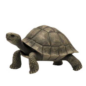 realistico bronzo tartaruga scultura con intricato conchiglia dettagliare e realistico struttura, in piedi su pianura sfondo. opera d'arte cattura essenza di tartaruga nel statico posa png