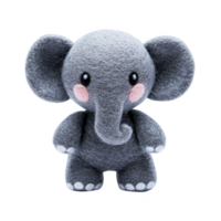 Cute, plush elephant toy with large ears and friendly expression, featuring soft, fuzzy texture and rosy cheeks, perfect for children play or nursery decor png