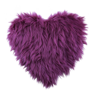 Fluffy, heart shaped purple pillow with soft, textured surface, perfect for adding cozy touch to any room png