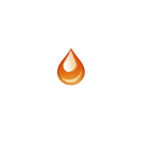 Single, glossy orange droplet icon with gradient effect, symbolizing liquid or fluid, isolated on transparency background png