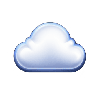 brillante, blanco nube icono con lustroso finalizar, simbolizando nube informática o almacenamiento. diseño es sencillo y moderno, conjunto en contra transparente antecedentes png