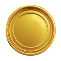 Shiny, round gold coin with smooth surface and detailed edges, reflecting light. coin metallic texture and circular shape give it luxurious appearance png