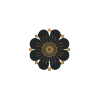 simétrico, intrincado mandala Projeto com central circular padronizar e irradiando linhas, apresentando ouro e Preto cores. Projeto é elegante e equilibrado, evocando sentido do harmonia png