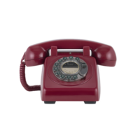 Vintage red rotary dial telephone with coiled cord evokes nostalgia and classic design. bold color and retro style make it striking piece for decor or collection png