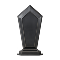 Tall, black, pentagonal tombstone with smooth surface and sturdy base, perfect for engraving. sleek design adds modern touch to traditional memorials png
