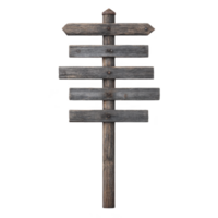 Rustic wooden signpost with multiple blank directional arrows, ideal for customization. weathered texture adds vintage charm, perfect for outdoor or nature themed settings png