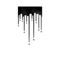 Dripping black paint on transparent background creates dramatic and artistic effect, with long drips and splatters adding texture and depth png