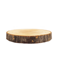 Round wooden tree slice with visible bark and growth rings, perfect for rustic decor or crafts. natural texture and earthy tones add warmth and charm to any setting png
