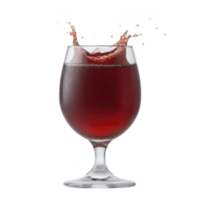 Splash of red liquid in clear glass goblet creates dynamic and refreshing scene. droplets are captured mid air, adding sense of motion and excitement png