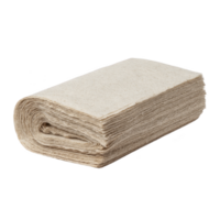 Stack of folded, beige paper towels is neatly arranged, showcasing their texture and thickness. towels appear absorbent and suitable for various cleaning tasks png