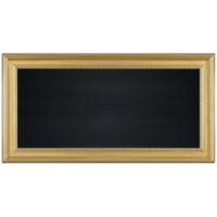 Rectangular, ornate gold picture frame with intricate detailing surrounds blank black center, ready for artwork or photograph. elegant design adds touch of sophistication to any decor png