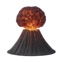 Fiery volcanic eruption with glowing lava and ash cloud showcases raw power of nature. intense heat and vibrant colors create dramatic and awe inspiring scene png