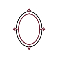 Elegant, vintage style oval frame with decorative red accents on transparent background, perfect for adding classic touch to photos or artwork png