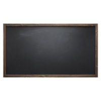 Blank blackboard with wooden frame is ready for writing or drawing, evoking sense of nostalgia and creativity. dark surface contrasts with light wood, making it ideal for educational or artistic png