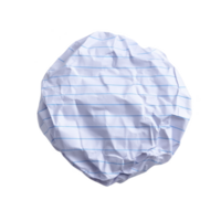 Crumpled piece of lined paper isolated on transparency background, showing blue horizontal lines and textured surface. paper appears discarded, conveying sense of frustration or creativity png