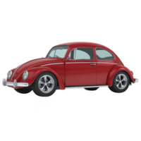 Classic red vintage car with rounded design and chrome accents, showcasing retro style and nostalgia. vehicle features compact body, distinctive curves, and shiny wheels png