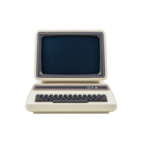 Vintage computer with beige casing and built in keyboard, showcasing retro technology. screen is blank, highlighting classic design of early personal computers png