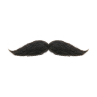Realistic black mustache with classic, thick style, isolated on transparency background, perfect for design projects or as playful costume accessory png