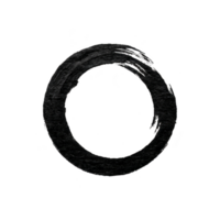 Black brushstroke circle on transparency background represents simplicity and balance, often associated with Zen art. circle imperfect form conveys sense of natural beauty and mindfulness png