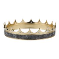 Luxurious gold crown with intricate detailing and embedded gemstones, symbolizing royalty and elegance. crown design features circular band with pointed tips, exuding regal charm png