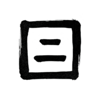 This features hand drawn, black square with double horizontal line inside, resembling equal sign. rough, sketchy style gives it artistic and informal appearance png