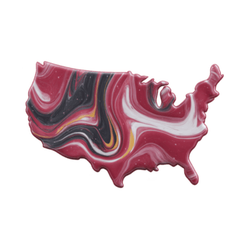 bunt abstrakt Darstellung von vereinigt Zustände Karte Eigenschaften wirbelnd Muster im Rot, Schwarz, Weiss, und Gelb, Erstellen dynamisch und künstlerisch visuell png