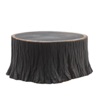Large, textured tree stump with smooth top surface, showcasing natural wood grain and rough bark. stump is isolated on transparency background, highlighting its organic shape png