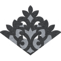 Intricate black and gray ornamental design with symmetrical floral patterns, showcasing elegance and artistic craftsmanship. decorative motif is suitable for various design applications png