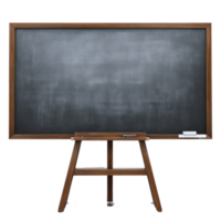 Wooden framed blackboard on easel stands ready for use, with chalk and eraser placed on tray. blackboard surface is clean, inviting creativity and learning png