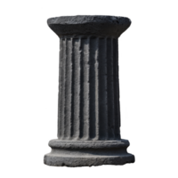 Weathered stone column with fluted design stands alone, evoking sense of ancient architecture and history. texture and shadows highlight its aged appearance, reminiscent of classical ruins png