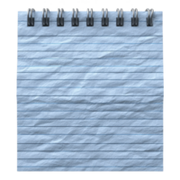 Blue spiral notebook with lined pages is shown, featuring textured paper surface and metal binding. notebook is open, displaying its blank pages, ready for writing or drawing png