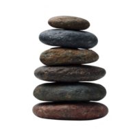 Stack of smooth, balanced stones creates sense of tranquility and harmony. stones vary in color and texture, symbolizing balance and stability in nature png
