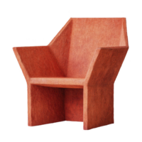 Modern, angular orange chair with textured surface and geometric design, perfect for contemporary interiors. bold color and unique shape make it standout piece png