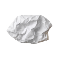 Crumpled piece of white paper isolated on transparency background, showcasing texture and shadow png