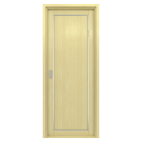 Wooden sliding door with light finish and sleek design, featuring metal handle and frame, perfect for modern interiors. door minimalist style adds elegance to any space png
