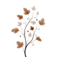 Delicate illustration of branch with brown and cream leaves, showcasing natural and elegant design. leaves are arranged in flowing pattern, creating sense of movement and grace png