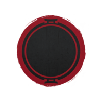 circular vermelho e Preto emblema com minimalista projeto, apresentando central Preto círculo cercado de vermelho anel. emblema tem simétrico padronizar com simples geométrico formas, criando negrito e impressionante png
