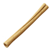 Single, long, cylindrical wafer roll with light brown color and small dark specks is shown against plain background. texture appears crispy and delicate png