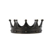 Black metallic crown with classic design featuring rounded tips and decorative studs, symbolizing royalty and elegance. crown dark finish adds modern and sophisticated touch png