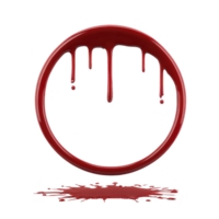 Red circle with dripping paint creates dramatic and artistic effect, resembling blood. paint drips downwards, forming splatter beneath circle, adding sense of intensity png