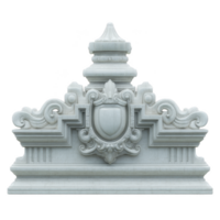 Ornate architectural element featuring intricate carvings and central shield design, showcasing classical design elements and elegant craftsmanship png