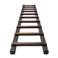 Rustic wooden ladder with weathered appearance is shown against transparency background, emphasizing its sturdy construction and vintage charm png