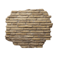Section of exposed brick wall with rustic appearance, featuring uneven edges and variety of beige and brown tones, creating vintage and textured look png